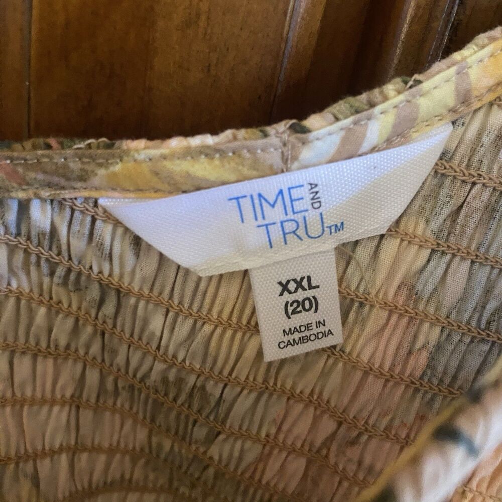 Time and Tru Tiered One Shoulder Smocked Dress Size XXL (20) Tropical Floral - Picture 4 of 12